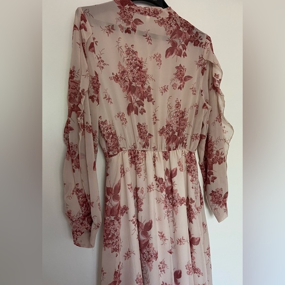 💕2 FOR $20💕 Floral pattern ruffled pink and beige dress​​ - Picture 9 of 14